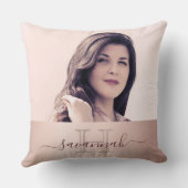 バラ金ゴールド赤面フォトモノグラムイニシャル名 クッション (裏面)