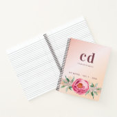 バラ金ゴールド赤面フローラグリッター名モノグラム ノートブック (内部)