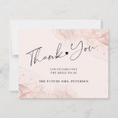 バラ金ゴールド赤面ブライダルシャワースクリエレガントプト サンキューカード (正面)