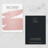 バラ金ゴールド赤面ブラシストロークスタッドイヤリングディスプレイ 名刺 (正面/裏面)