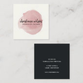 バラ金ゴールド赤面ブラックブラシ筆跡 スクエア名刺 (正面/裏面)