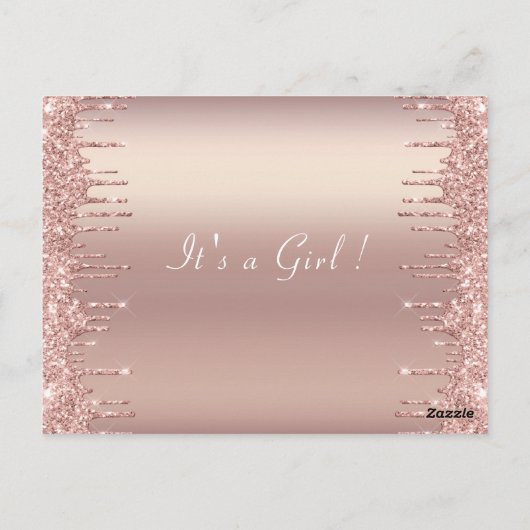 バラ金ゴールド赤面ベビーガールシャワー招待状カード ポストカード (裏面)