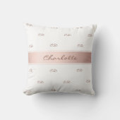 バラ金ゴールド赤面ホワイトモノグラム名イニシャル クッション (正面)