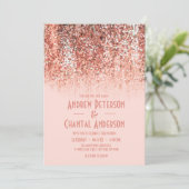 バラ金ゴールド赤面マーメイドグリッターグラデ結婚ィエントズ 招待状 (スタンド正面)