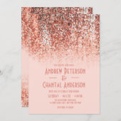 バラ金ゴールド赤面マーメイドグリッターグラデ結婚ィエントズ 招待状 (正面/裏面)