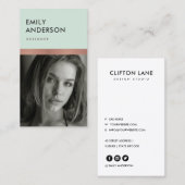 バラ金ゴールド赤面ミントグリーンパーソナル写真インサート 名刺 (正面/裏面)