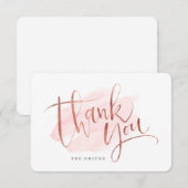 バラ金ゴールド赤面モダンシンプルスクリプト サンキューカード (正面/裏面)