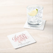 バラ金ゴールド赤面モダンAlways And Foreverスクリプト スクエアペーパーコースター (インサイチュ)