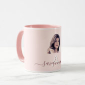 バラ金ゴールド赤面モノグラムイニシャル名写真 マグカップ (正面左)