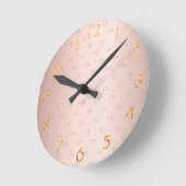 バラ金ゴールド赤面モノグラムイニシャル エレガント ラウンド壁時計 (傾斜)