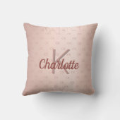 バラ金ゴールド赤面モノグラム名スクリプト クッション (裏面)