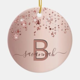 バラ金ゴールド赤面モノグラム セラミックオーナメント