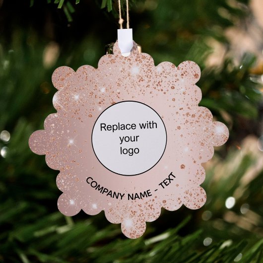 バラ金ゴールド赤面会社のロゴ オーナメントカード