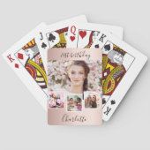 バラ金ゴールド赤面写真コラージュ名誕生日パーティー トランプ (裏面)