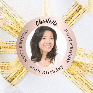 バラ金ゴールド赤面写真女性誕生日 ラウンドシール