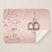 バラ金ゴールド赤面星モノグラム名エレガント シェルパブランケット (正面(横))