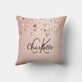 バラ金ゴールド赤面星モノグラム名 クッション (裏面)