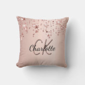 バラ金ゴールド赤面星モノグラム名 クッション (正面)