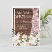 バラ金ゴールド赤面白縁ど素朴ブライダルシャワー 招待状 (スタンド正面)