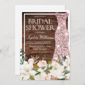 バラ金ゴールド赤面白縁ど素朴ブライダルシャワー 招待状 (正面/裏面)