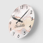 バラ金ゴールド赤面石の大理石名エレガント ラウンド壁時計 (傾斜)