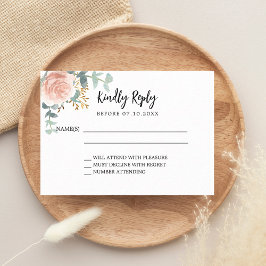 バラ金ゴールド赤面結婚フローラ応答RSVP ノートカード