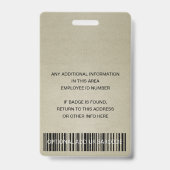 バラ金ゴールド赤面銀従業員写真バーコード名 バッジ (Back)