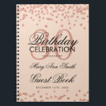 バラ金ゴールド赤面30th Birthdayゲストブック紙吹雪 ノートブック<br><div class="desc">30エレガント番目の誕生日パーティーバラ金ゴールドグリッター紙吹雪(赤面ピンクテンプレート)。簡単を使用し、簡単をカスタマイズします。今すぐご注文ください。</div>