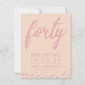 バラ金ゴールド赤面40歳救生日紙吹雪 招待状 (正面)