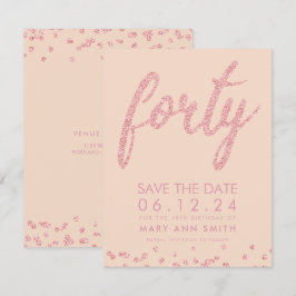 バラ金ゴールド赤面40歳救生日紙吹雪 招待状