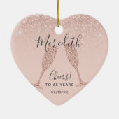 バラ金ゴールド赤面65誕生日誕生ハート日 セラミックオーナメント (裏面)