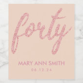 バラ金ゴールド赤面"四十" 40誕生日パーティーグリッター ワインラベル (シングルラベル)