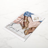 バラ金ゴールド赤面&金ゴールドモノグラムシックバチェロレッテ 箔招待状 (回転した状態)