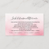 バラ金ゴールド赤面EyeLashes AfterCareの指示 名刺 (裏面)