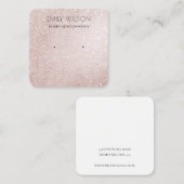 バラ金ゴールド輝くグリッター光沢のあるイヤリングディスプレイ スクエア名刺 (正面/裏面)