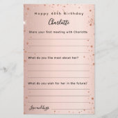 バラ金ゴールド輝く誕生日の願いカード (正面)