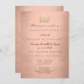 バラ金ゴールド金ゴールド王室のクラウングリッター16thブライダルルクス 招待状 (正面/裏面)