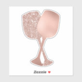 バラ金ゴールド金属グリッター箔ワイングラス シール (シート)