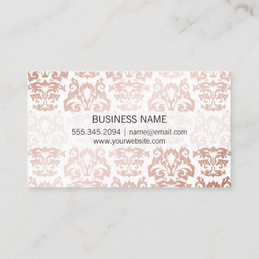 バラ金ゴールド金属ダマスクパターン 名刺 (裏面)