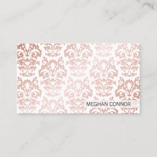 バラ金ゴールド金属ダマスクパターン 名刺 (正面)