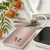 バラ金ゴールド金属モノグラムの キーホルダー (正面右)