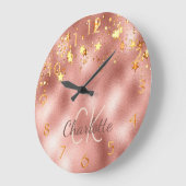 バラ金ゴールド金属モノグラムスクリプト ラージ壁時計 (傾斜)