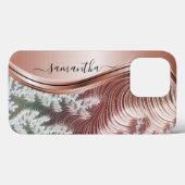 バラ金ゴールド金属手書きモノグラム Case-Mate iPhoneケース (裏面 (横))