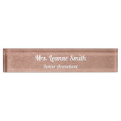 バラ金ゴールド金属箔白フォント デスクネームプレート (正面)