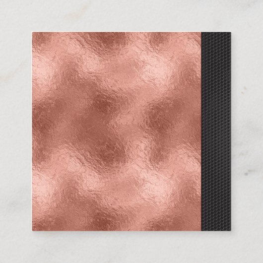 バラ金ゴールド金属箔 |黒いトリム スクエア名刺 (裏面)