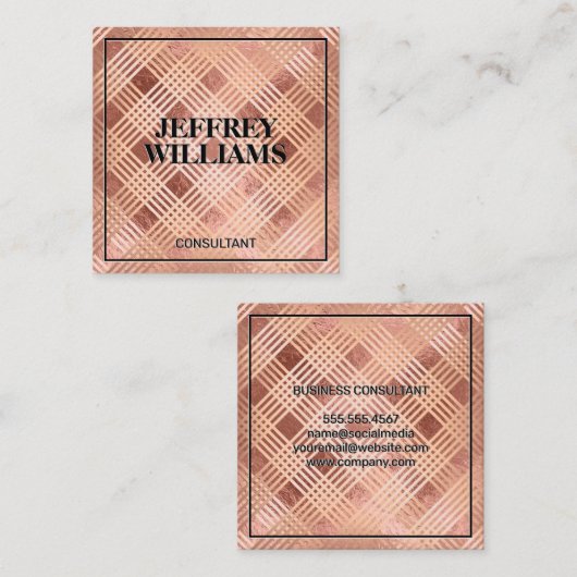 バラ金ゴールド金属線 スクエア名刺 (正面/裏面)