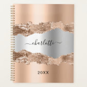 バラ金ゴールド銀の金属瑪瑙の大理石名2024 プランナー手帳 (正面)