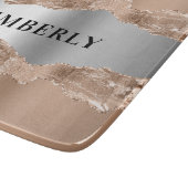 バラ金ゴールド銀アガート大理石名 カッティングボード (角)