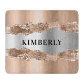 バラ金ゴールド銀アガート大理石名 カッティングボード (正面)