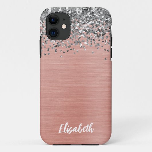 バラ金ゴールド銀グリッターガーリーモノグラム名 Case-Mate iPhoneケース (裏面)